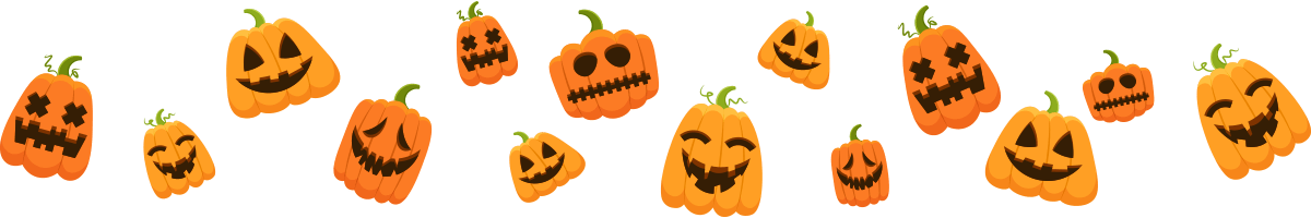 line of illustrated jack-o-lanterns.