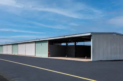 row of small hangar spaces