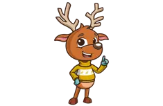 Prancer - reindeer wearing yellow sweater.