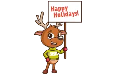 Blitzen - reindeer wearing lime green sweater.