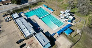 Aerial view of Bryan Aquatic Center.
