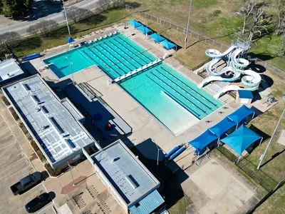 Aerial view of Bryan Aquatic Center.