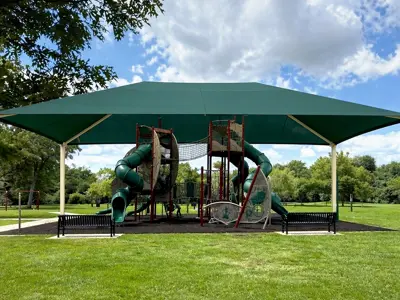 rendering of a shade structure designed to cover the playground in Tanglewood Park