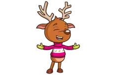 Cupid - reindeer in pink sweater.