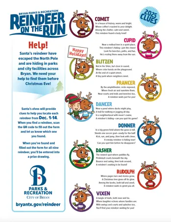 Reindeer on the Run 2025 Clues PDF.