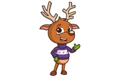 Vixen - reindeer with purple sweater.