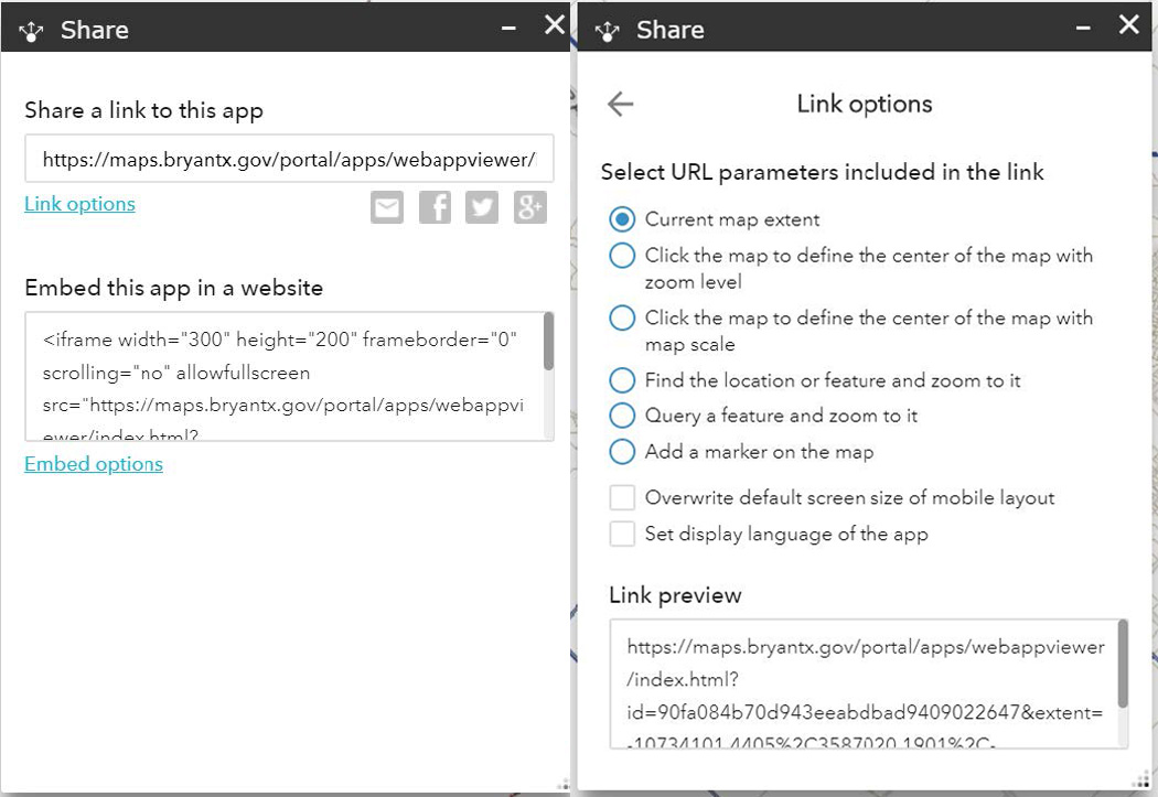 A screenshot of the share section of the interface. The instructions are written out in this tab.