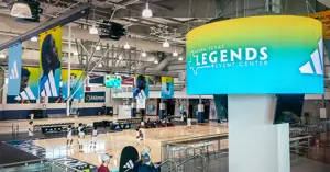 Legends Event Center courts during a major basketball event.