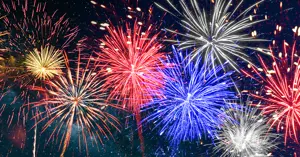 fireworks bursting across the night sky