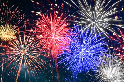 fireworks bursting across the night sky