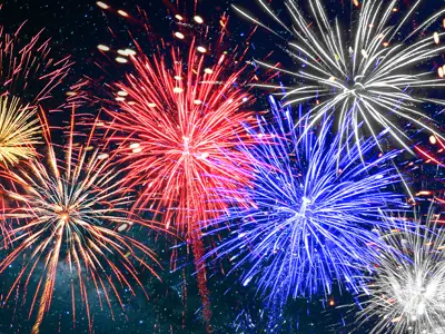 fireworks bursting across the night sky