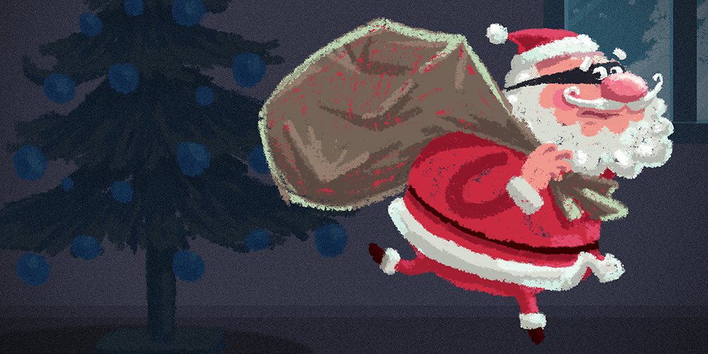 Image of thief santa claus stealing christmas