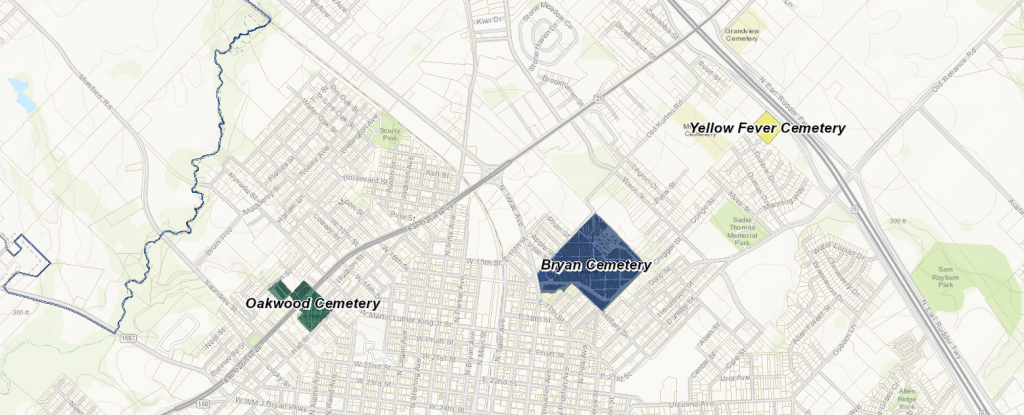 Bryan City Cemeteries Map image