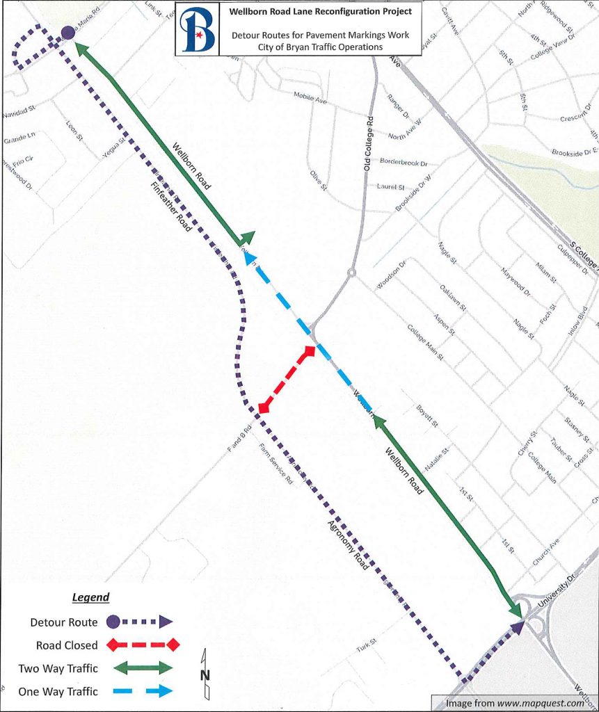Wellborn Road Lane Reconfiguration Detour