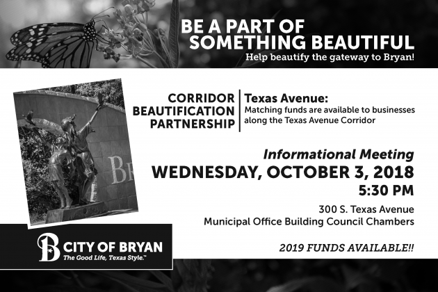 City Hosts Texas Ave Corridor Beautification Partnership Informational Meeting October 3rd