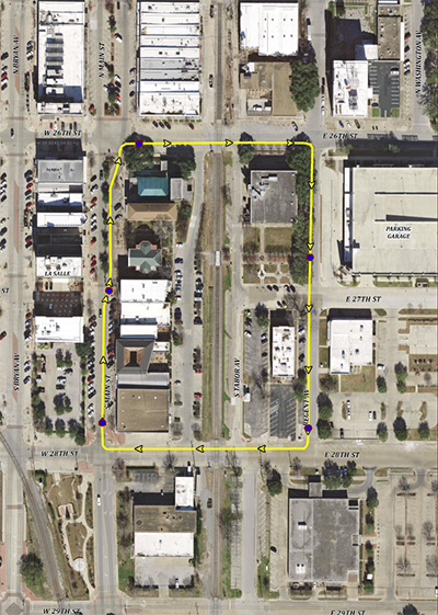 downtown bryan self-driving trolley route