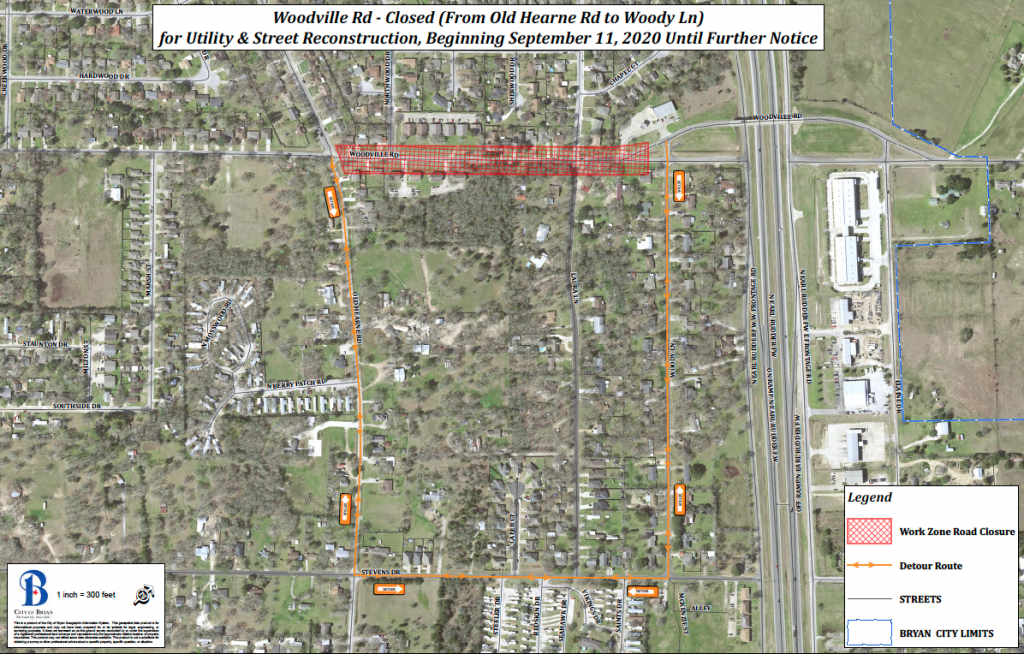 Woodville Road construction map