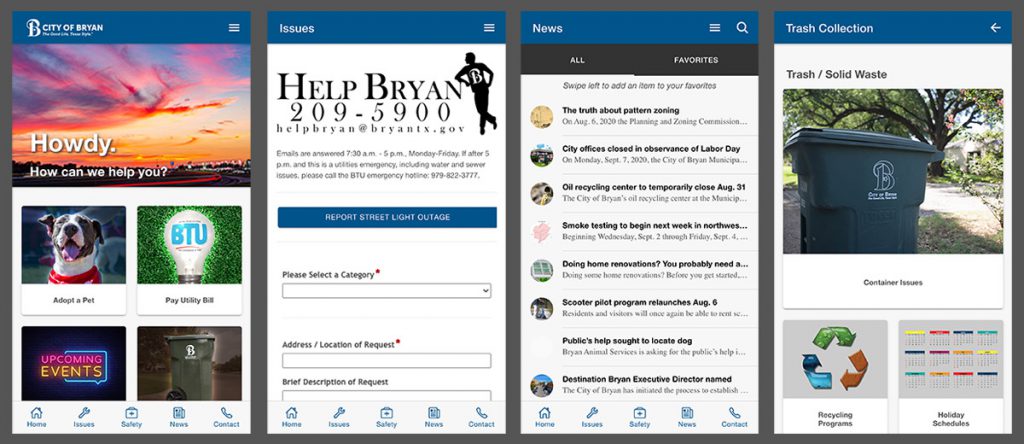 city of bryan mobile app screenshots