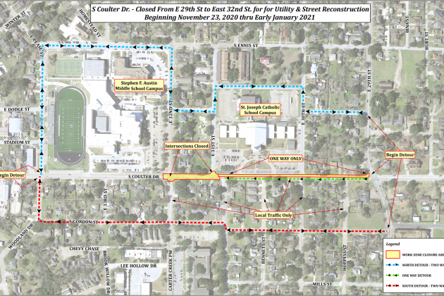 Coulter Drive & East 32nd Street intersection closed through January