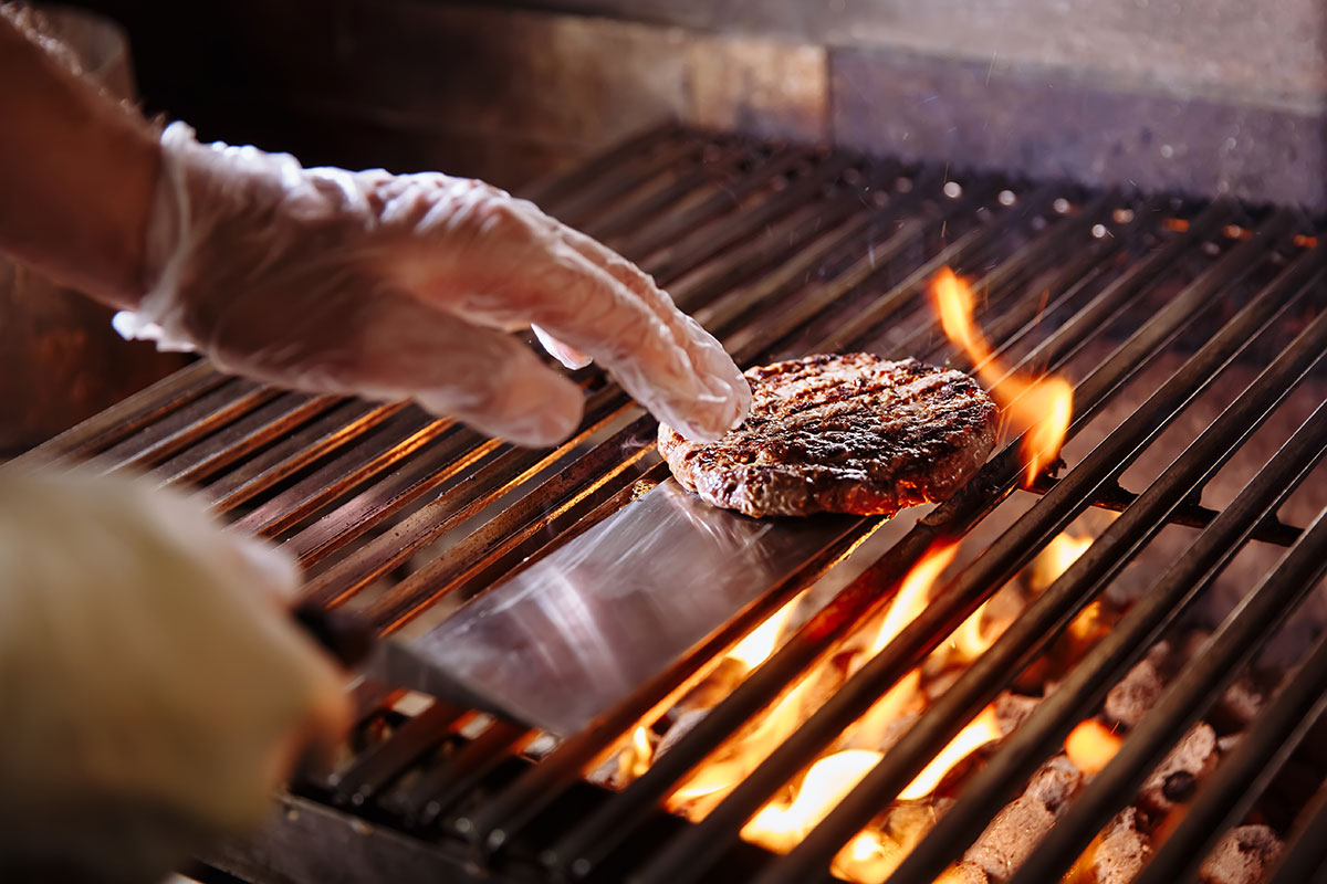 burger on grill