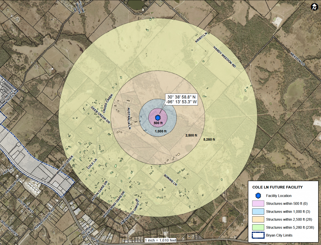 future site of Brushy Creek Wastewater Treatment facility off of Cole Lane.