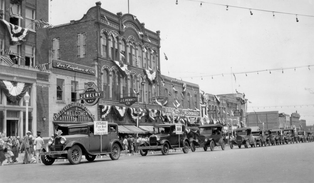 1929 parade in downtown bryan