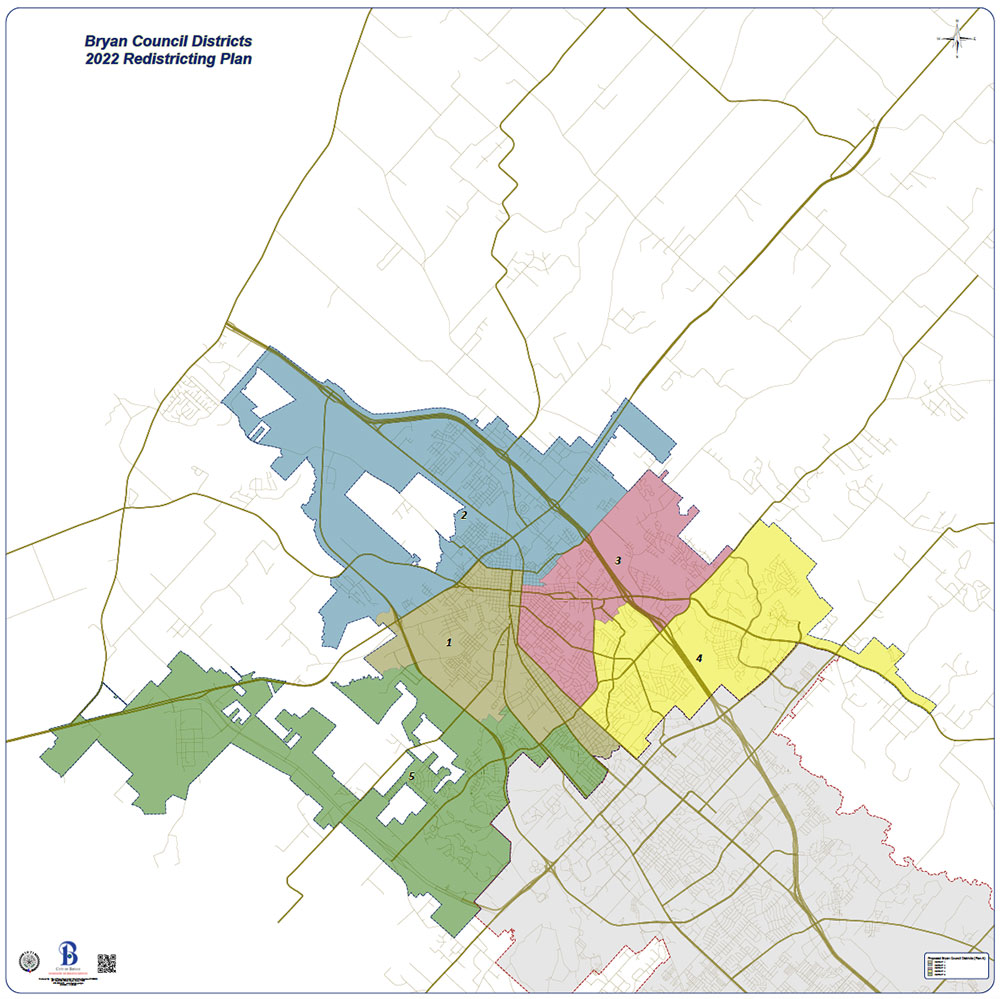 Bryan Council Districts 2022 Redistricting Plan map