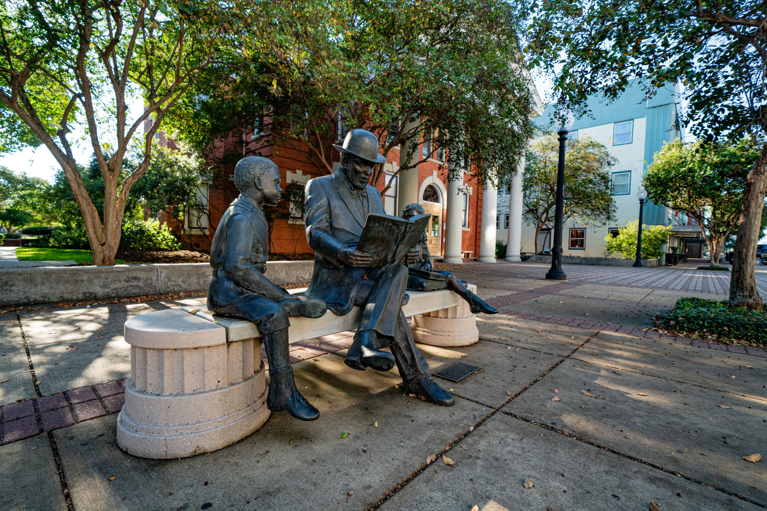 Statues outside the Carnegie History Center