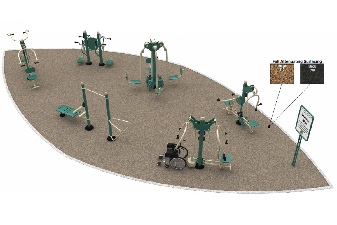 Rendering of outdoor exercise equipment