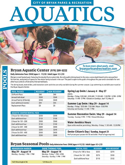 Parks and Recreation Aquatics Brochure promo image - click here to download the parks and recreation aquatics brochure