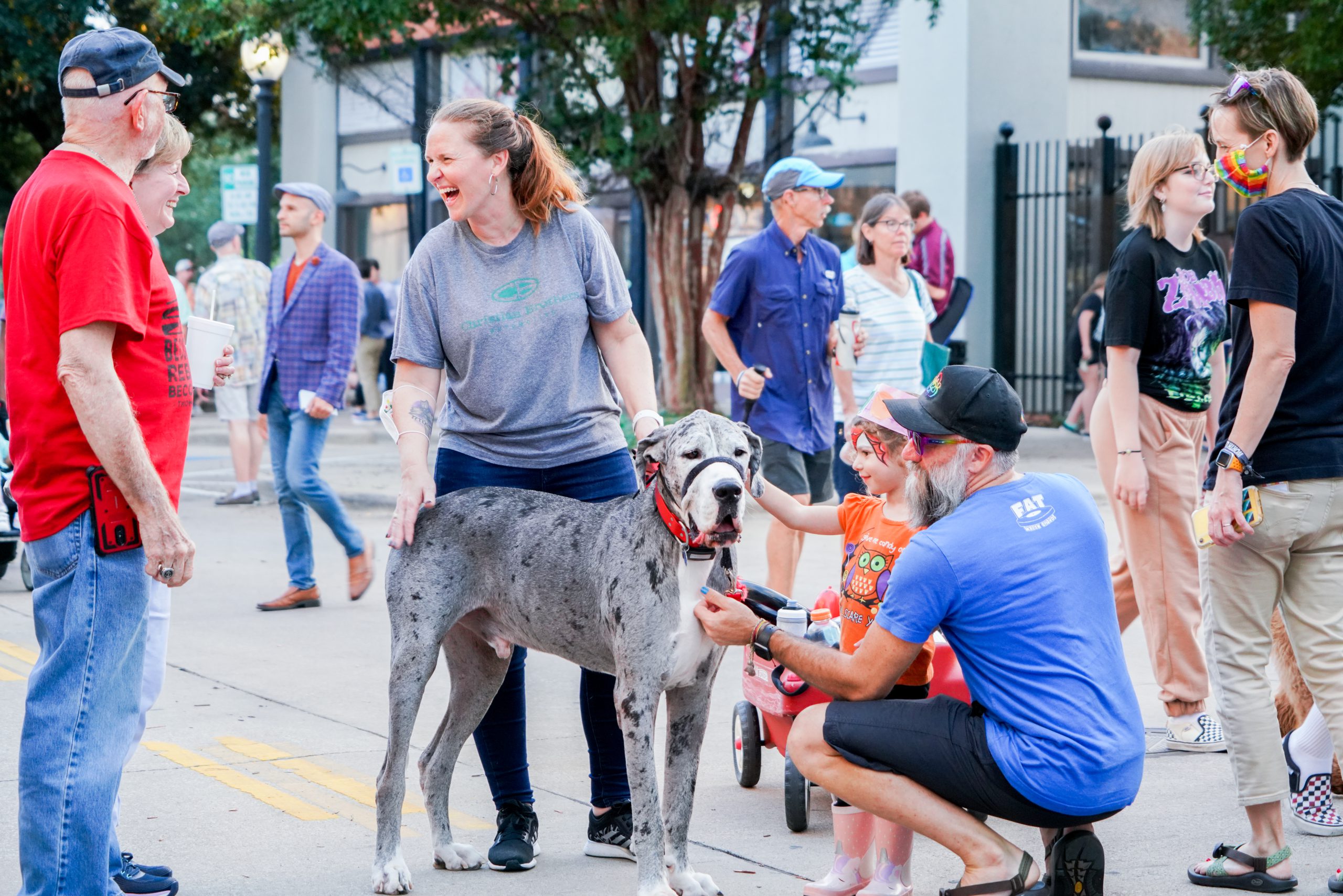 Photo of people downtown for First Friday.