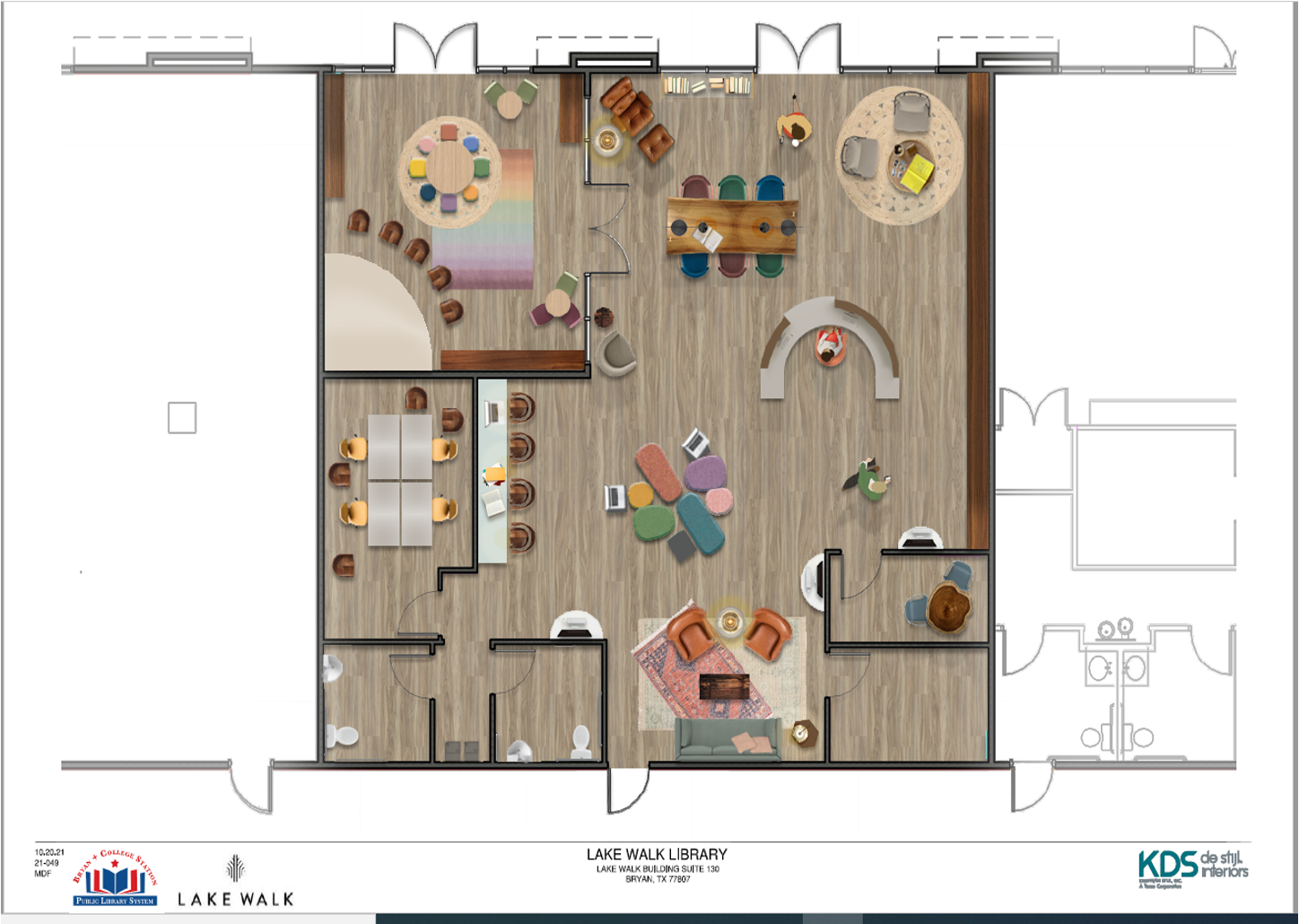 Rendering of floor layout of potential satellite library location at Lake Walk