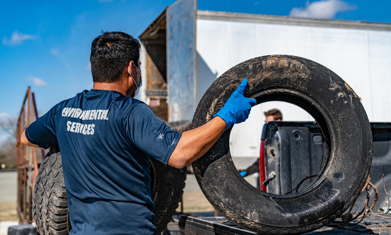 City of Bryan employee at the Used Tire and Oil Recycling Center