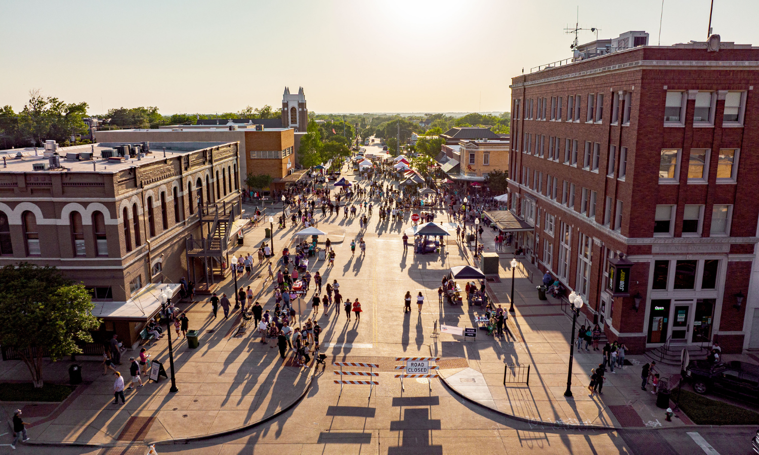 Drone photo of downtown at First Fridays