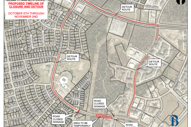 Copperfield Dr. Closure Detour Map