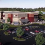 Rendering of the new Movie Bowl Grill at Midtown Park.