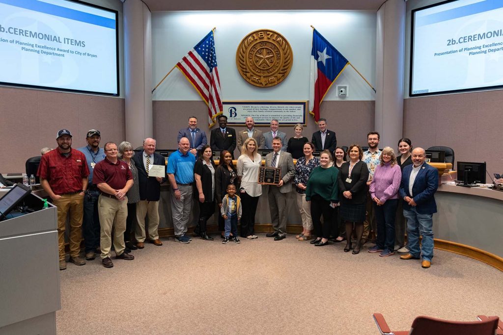 Planning and Development Services staff members honored at Bryan City Council meeting.
