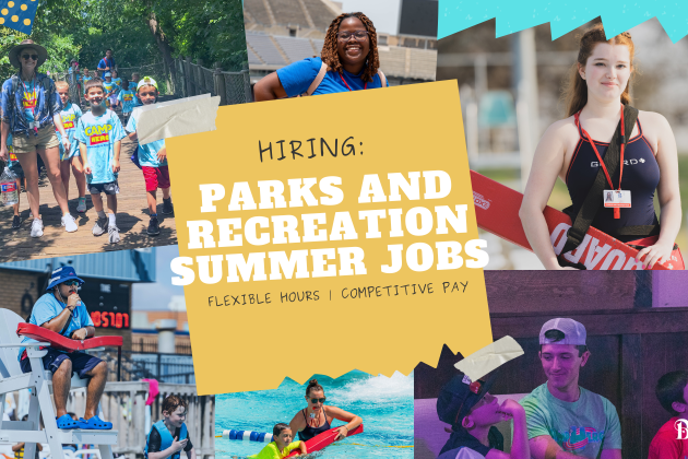 Graphic promoting Parks and Recreation Summer Jobs.