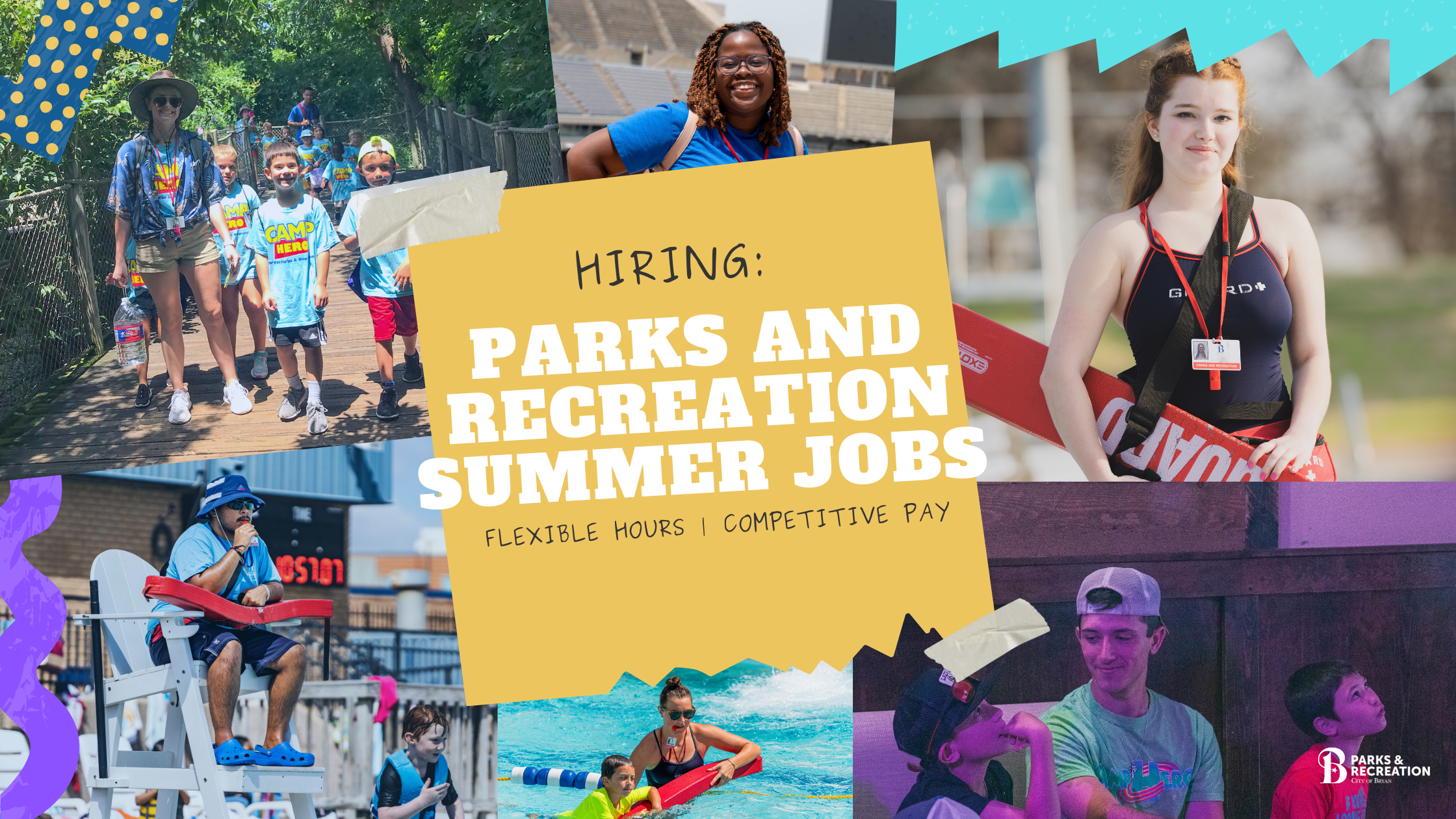 Graphic promoting Parks and Recreation Summer Jobs.