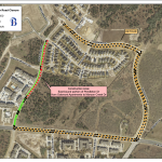Map showing the part of Pendleton Drive will be closed from Jan. 30 – March 10.