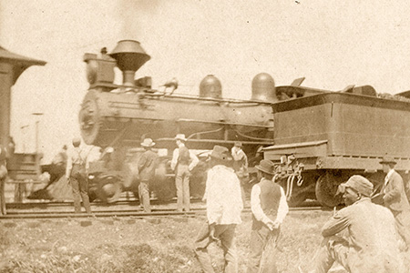 Train in Bryan in the 1890s.