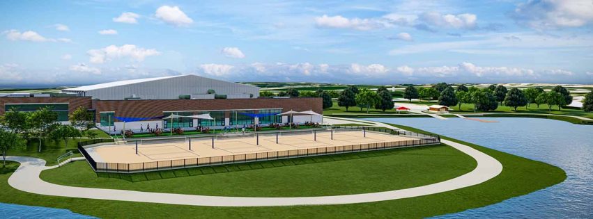 rendering of new sand volleyball courts at Legends Event Center