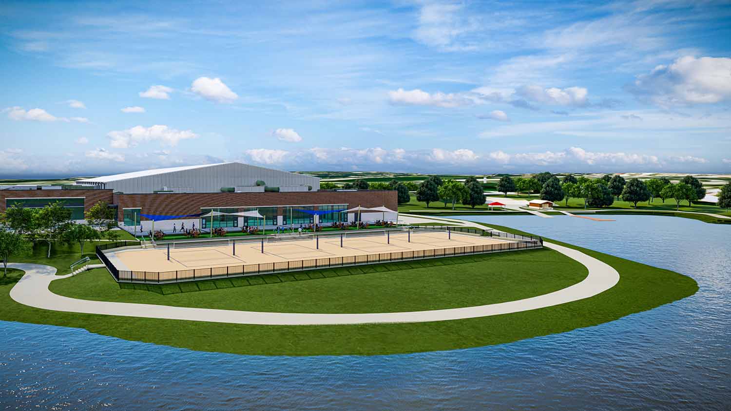 rendering of new sand volleyball courts at Legends Event Center