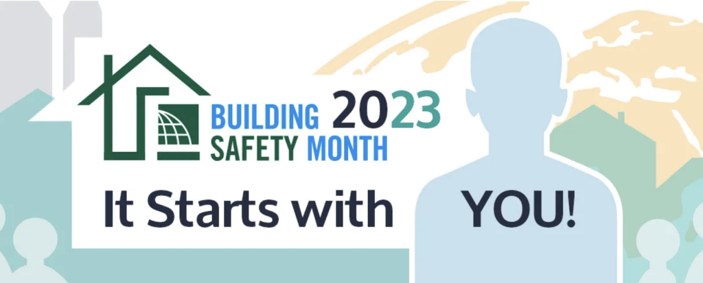 Building Safety Month banner. Building Safety starts with you. 