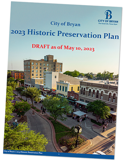 Cover of the City of Bryan Historic Preservation Plan.