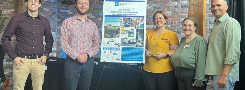 City of Bryan Planning staff members received an award for the 2023 Historic Preservation Plan.