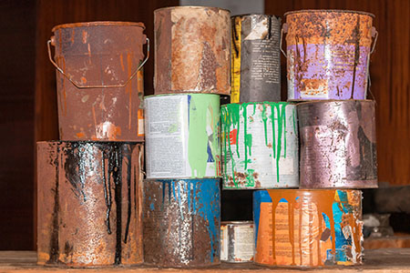 paint cans with hazardous waste