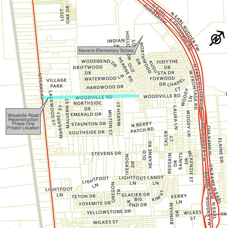 Woodville Road Reconstruction Project Phase 1 map.