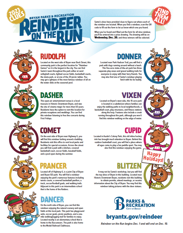 Reindeer on the run printable clues