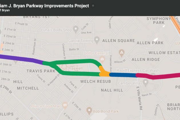 map of the zones of the WJB Improvements Project